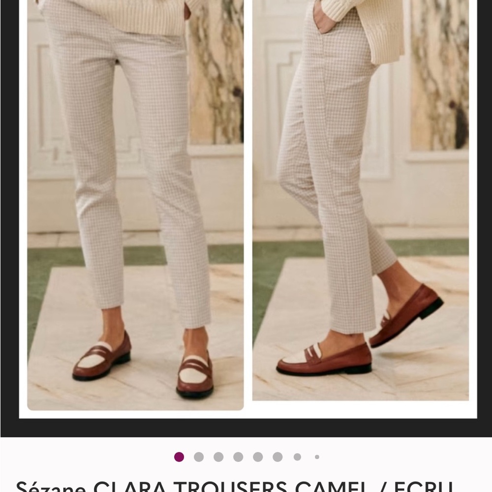 Sézane Camel Checkered Ankle Trousers